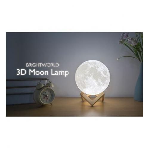 مصباح القمر ثلاثي الأبعاد (3D): إضاءة ليلية مطبوعة بتقنية متطورة، قابلة لإعادة الشحن عبر USB، مع تحكم باللمس لضبط السطوع.